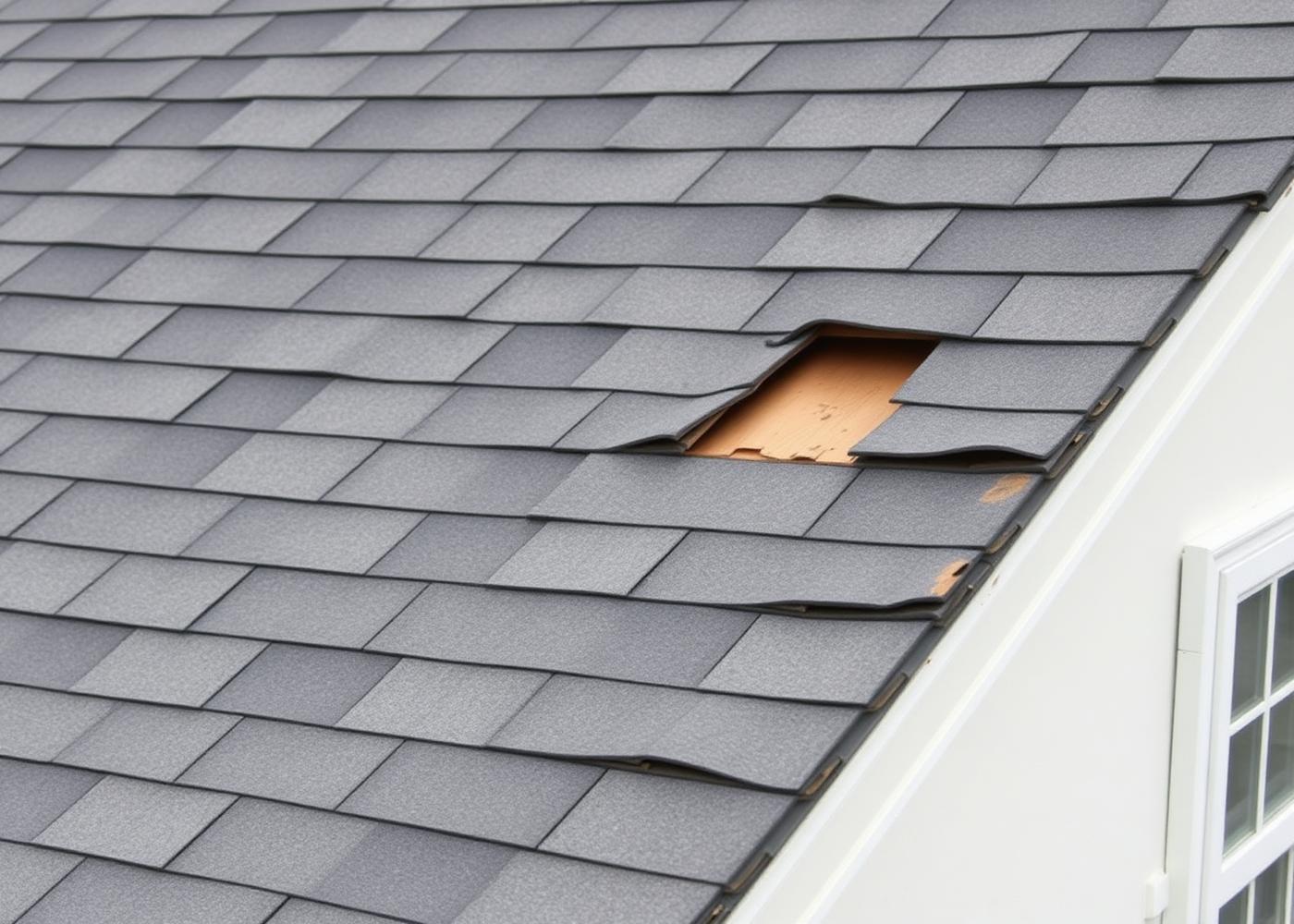 Aging roof with damaged and missing shingles
